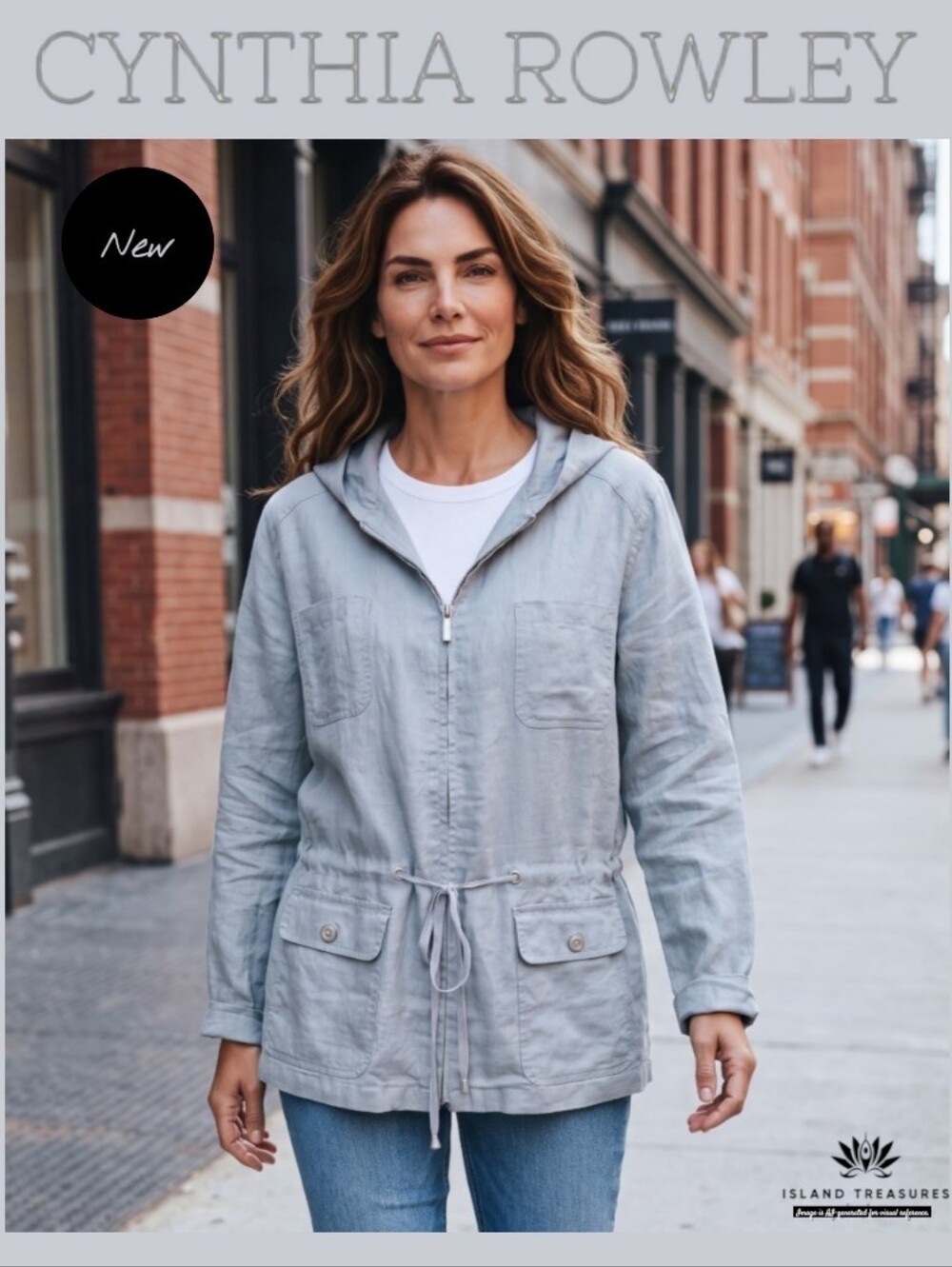 NWT Cynthia Rowley Size XL 100% Linen Hooded Utility Jacket Gray Drawstring